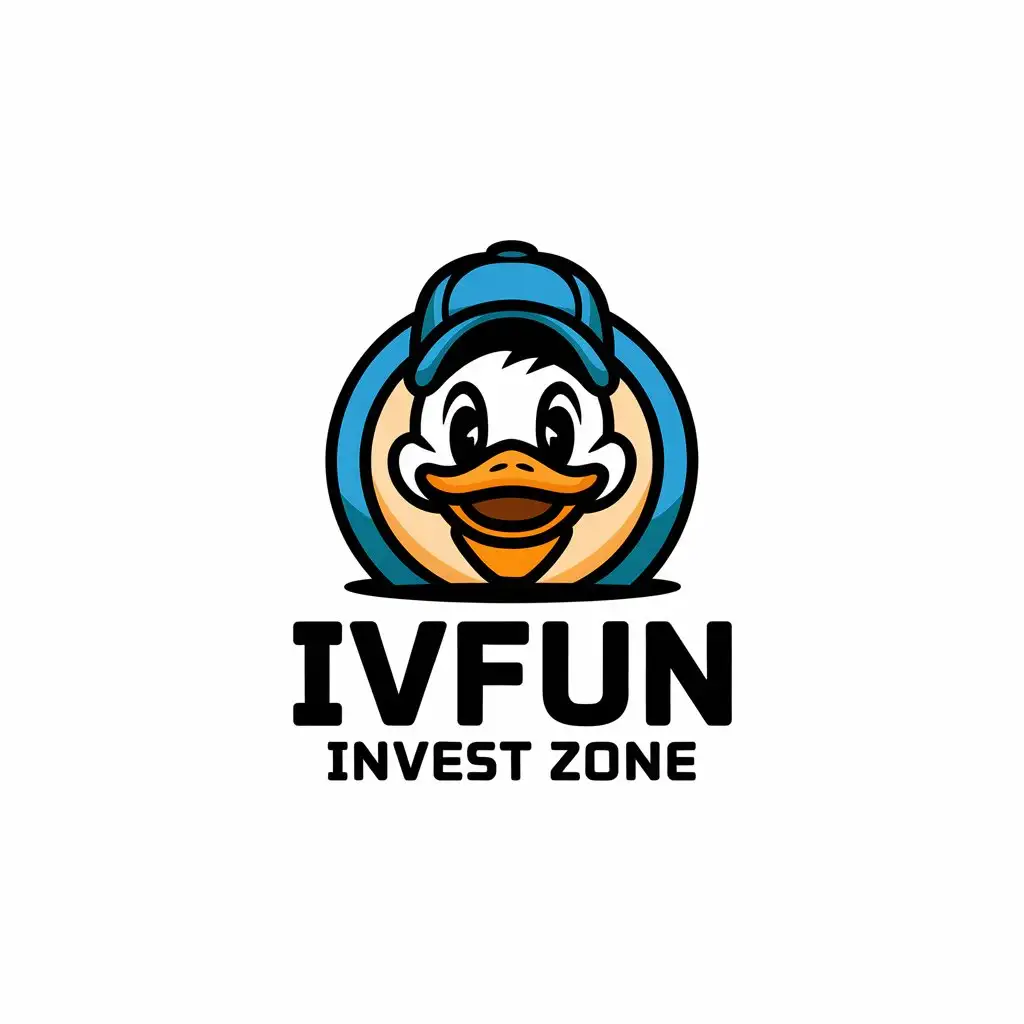 LOGO-Design-For-IVFUN-Invest-Zone-Happy-Duck-in-Baseball-Cap-on-Clear-Background