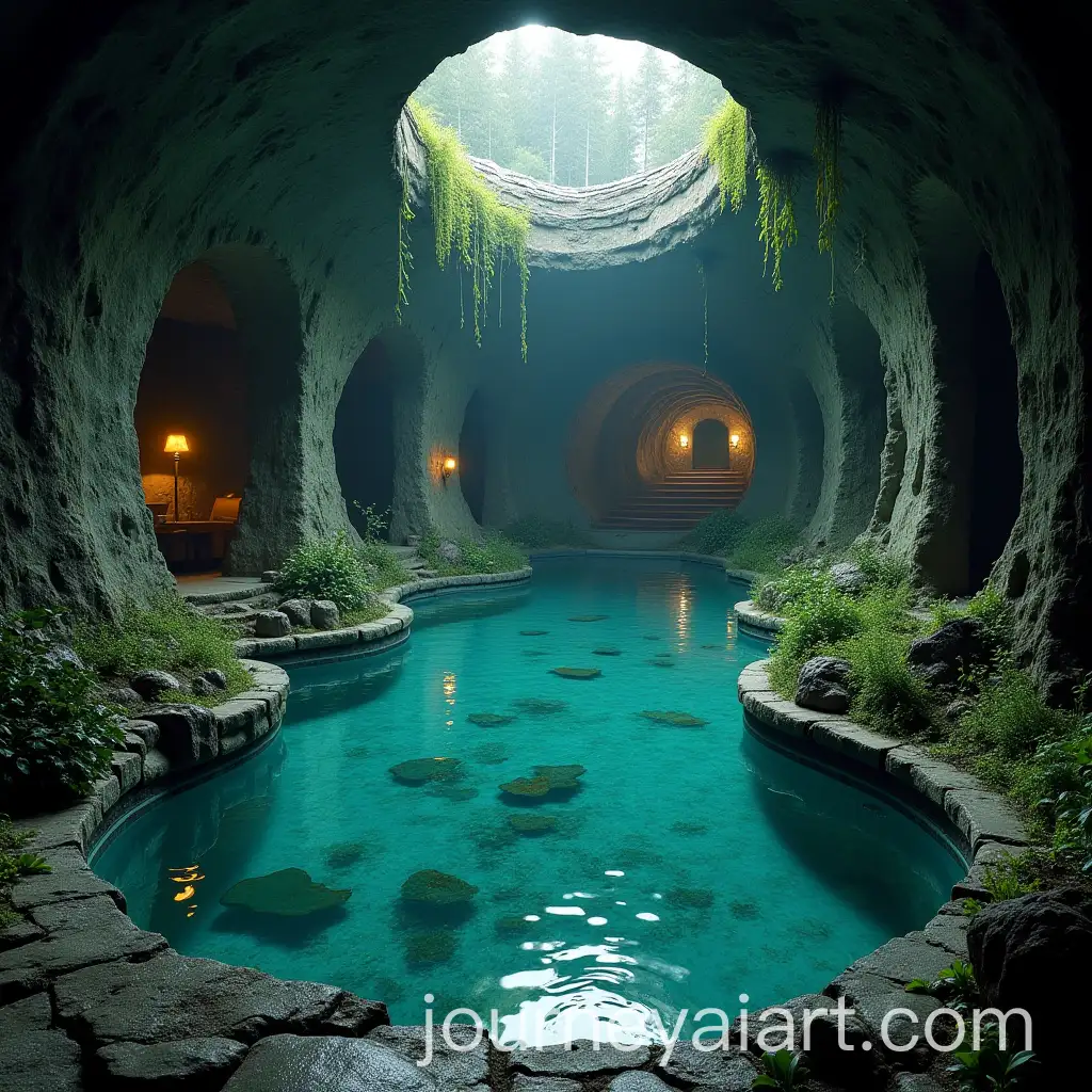 Supervillains-Lair-in-a-Circular-Sewer-with-Central-Garden-Pool