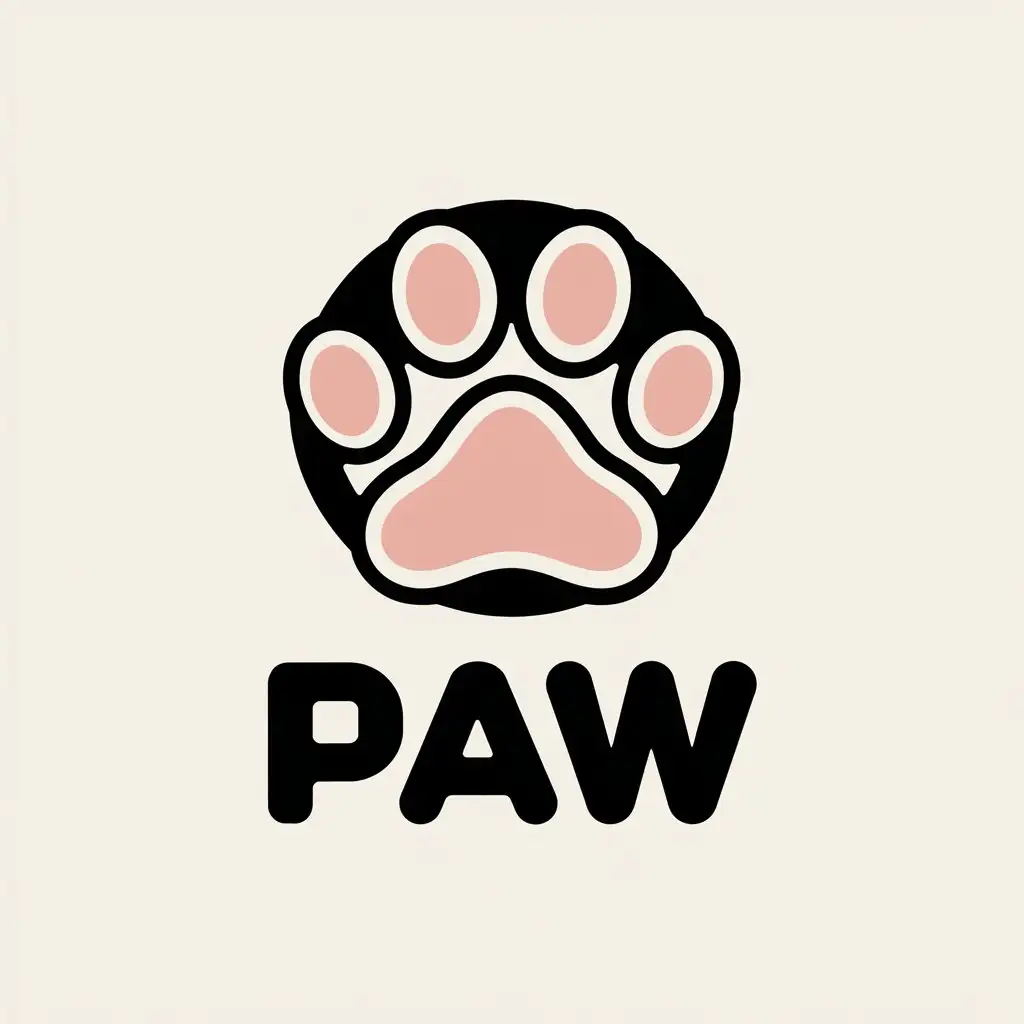 a vector logo design,with the text "paw", main symbol:cat paw in round circle,Moderate,clear background