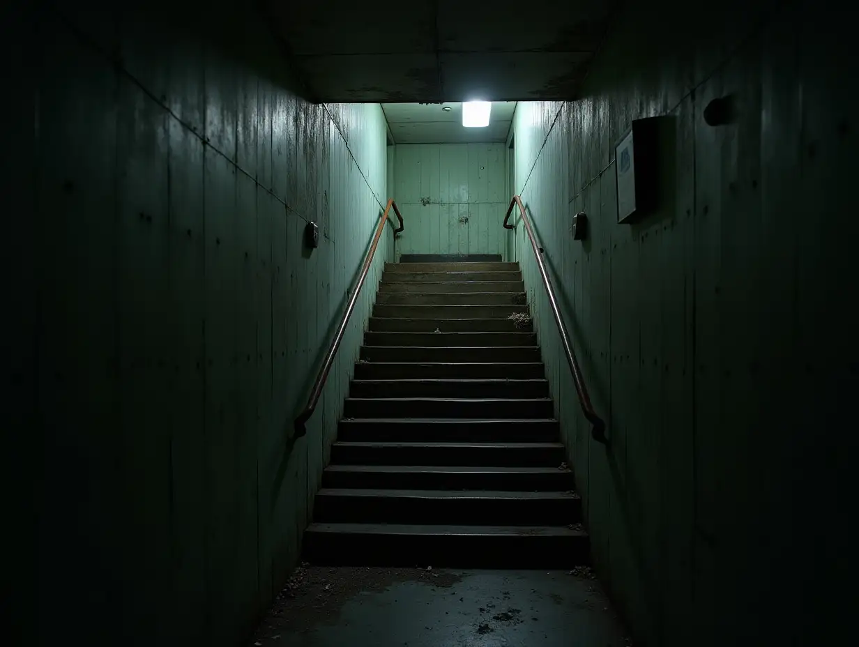 Dark-Soviet-Stairwell-in-Abandoned-Psychiatric-Hospital-at-Night