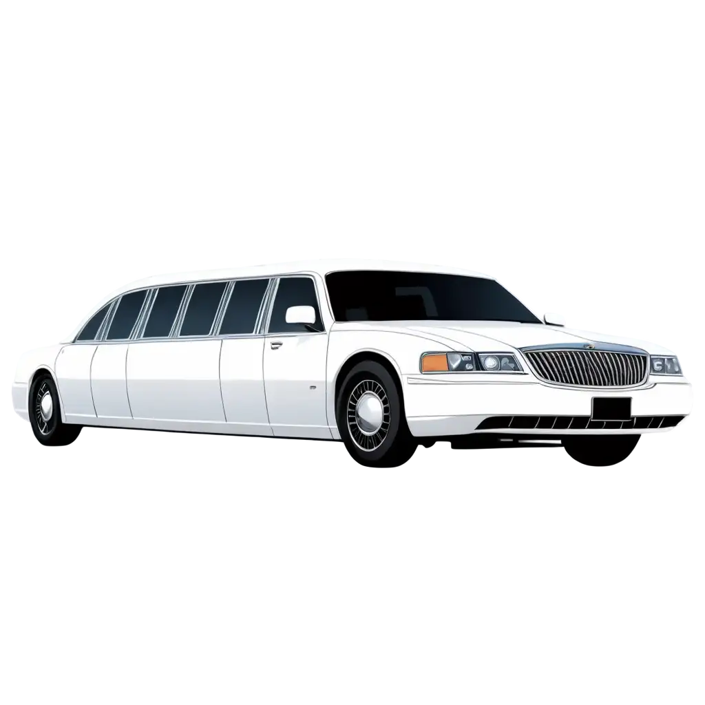 A white limo comic book style