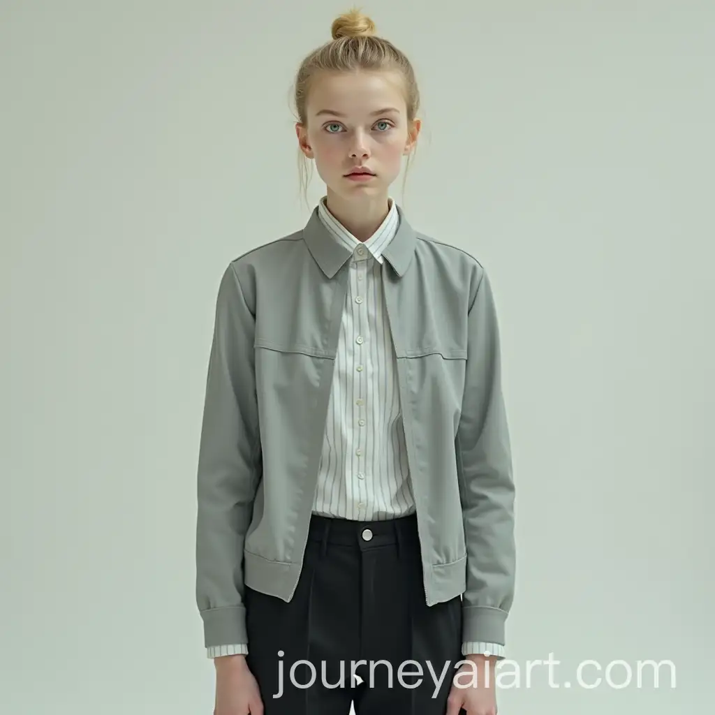 Young-Woman-in-Light-Grey-Jacket-and-Striped-Shirt-with-Crystal-Blue-Eyes