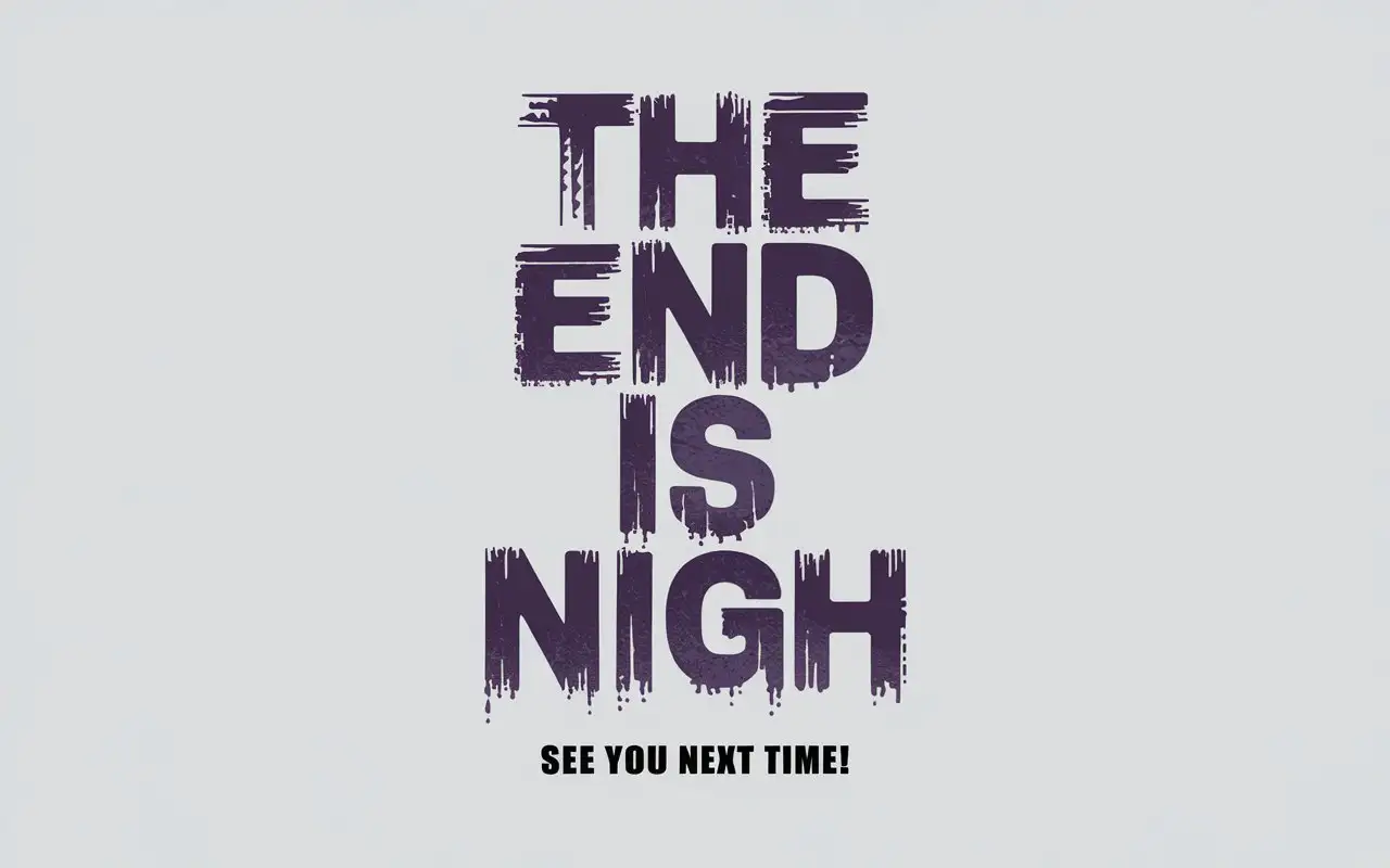 Eerie Purple Word Art The End is Nigh and See You Next Time