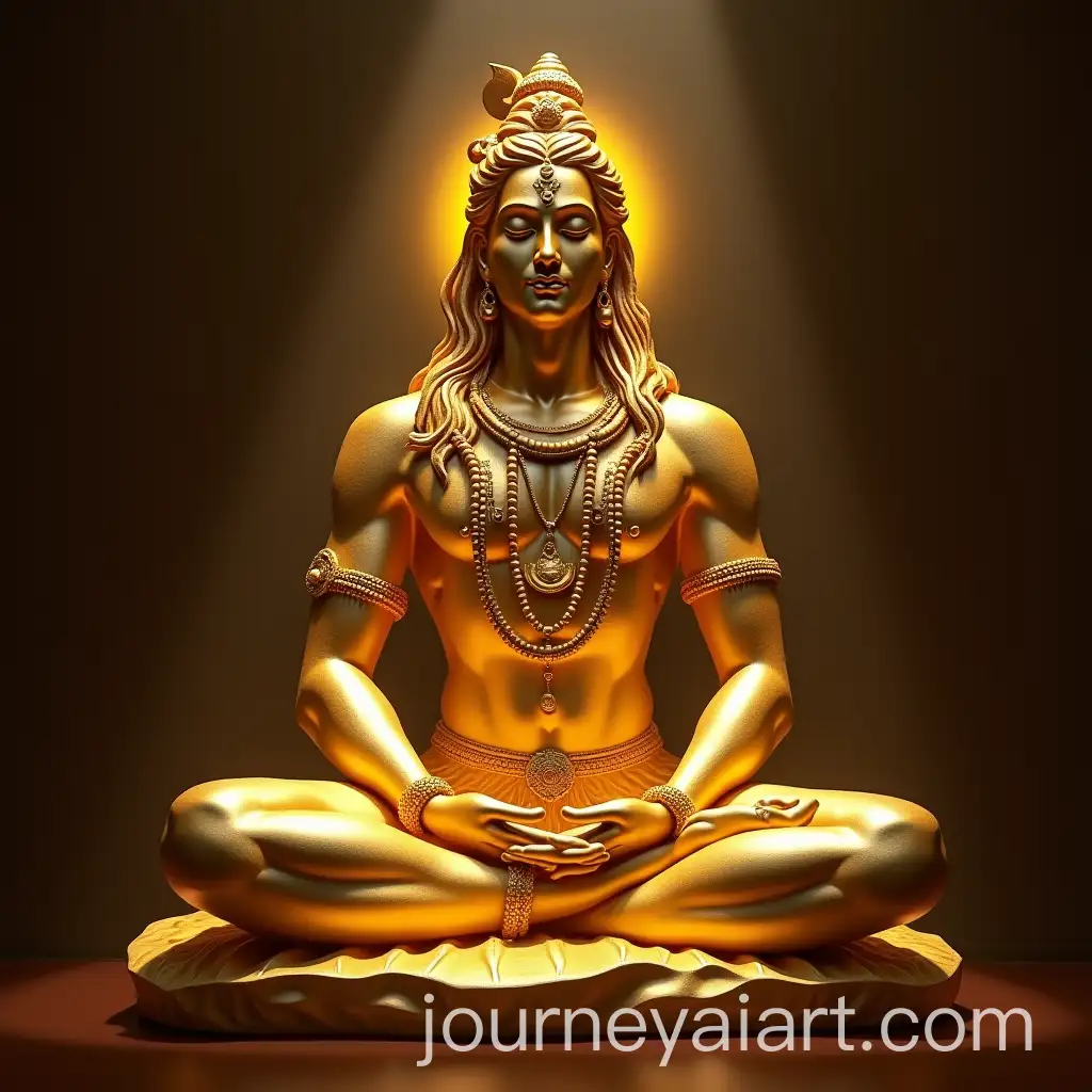 Golden-Statue-of-Lord-Shiva-in-Meditative-Pose-with-Divine-Glow