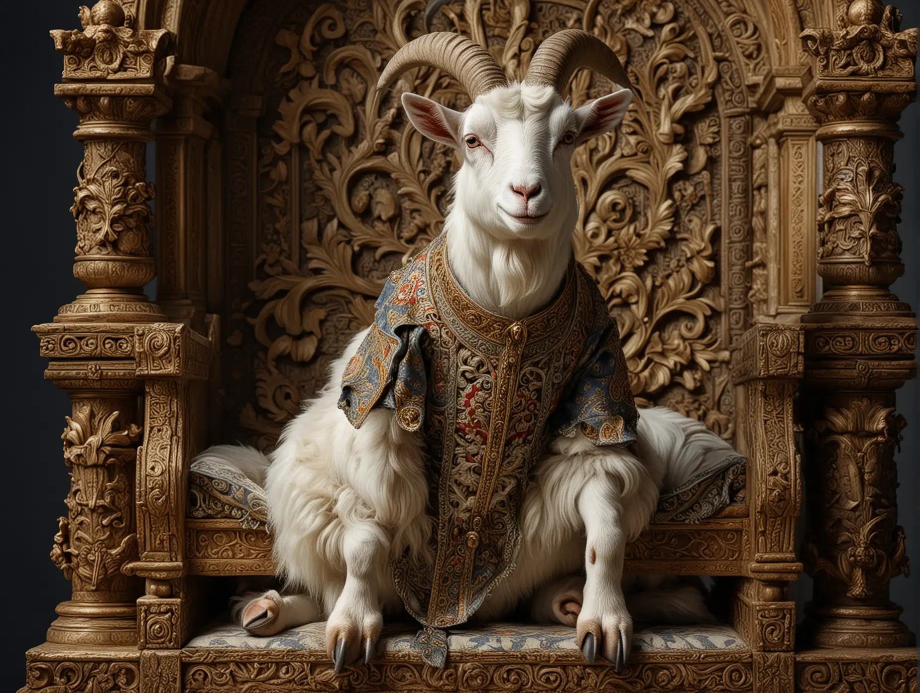 Goat-Sitting-on-a-Throne-with-Intricate-Clothing-and-Details