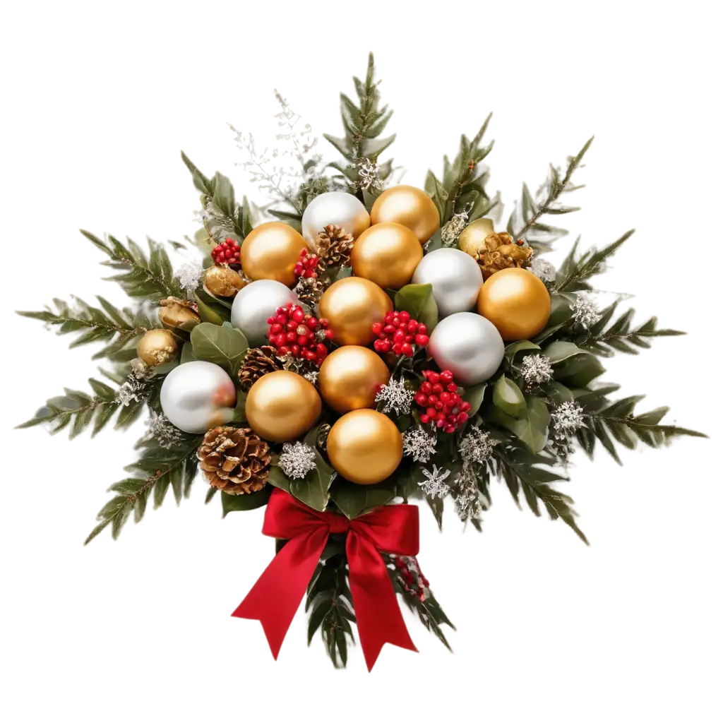 Elegant-Christmas-Cluster-Arrangement-PNG-Image-Festive-Table-Decor-with-Christmas-Balls-Holly-Poinsettias-Roses-and-More