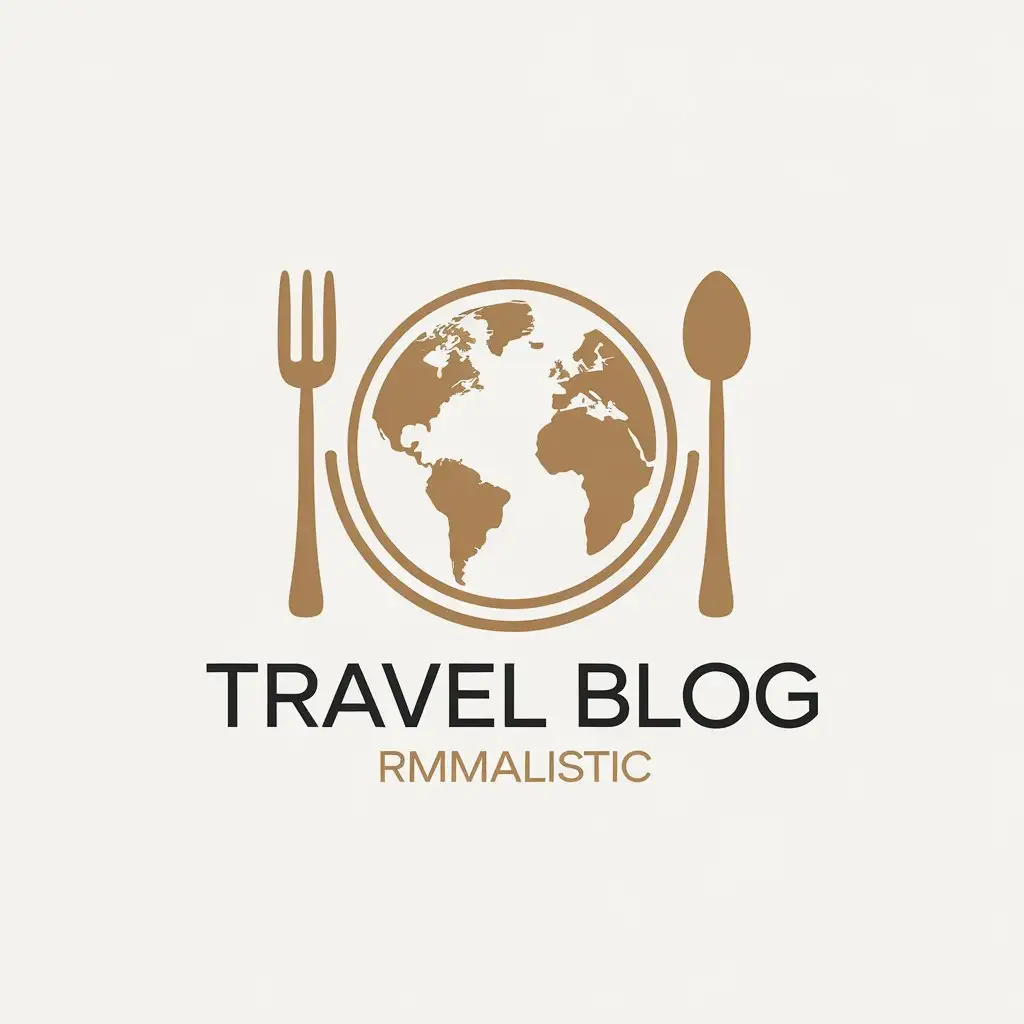 LOGO Design for Travel Blog Minimalistic EarthInspired Meal Symbol with Clear Background