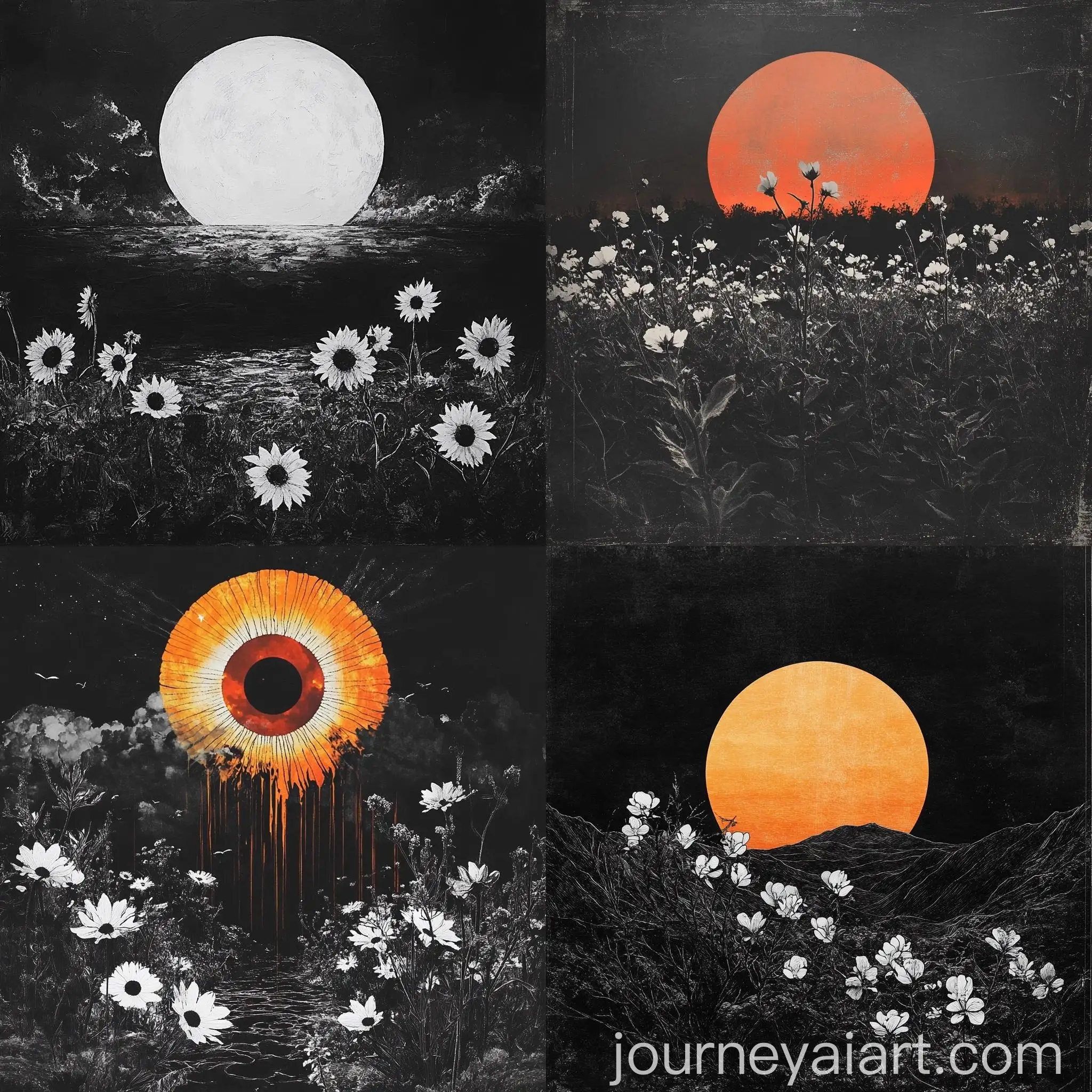 Sunrise-and-Sunset-Album-Cover-with-Black-and-White-Blooms