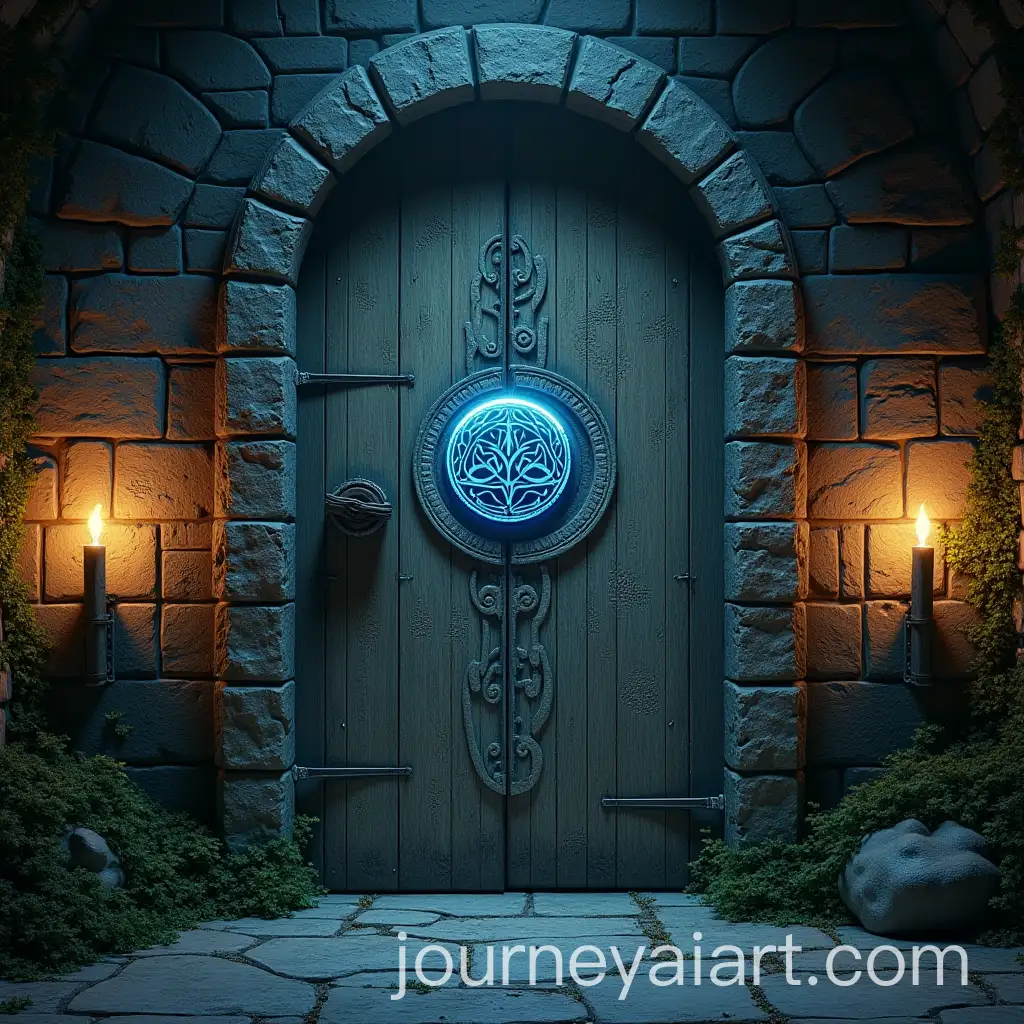 Ancient-Magical-Stone-Door-with-Glowing-Runes-and-Hogwarts-Symbols