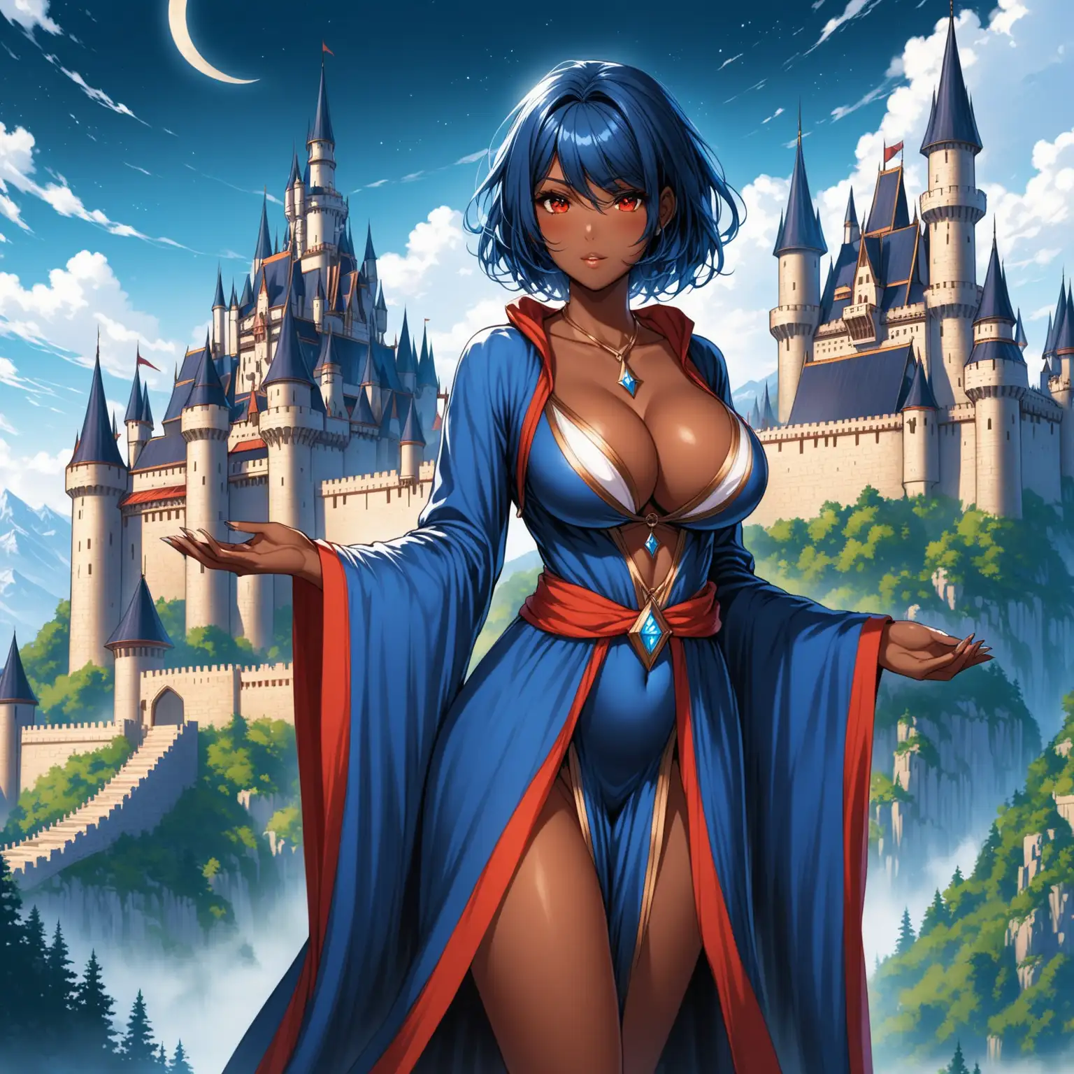 DarkSkinned-Sorceress-with-Blue-Hair-in-Castle-Setting