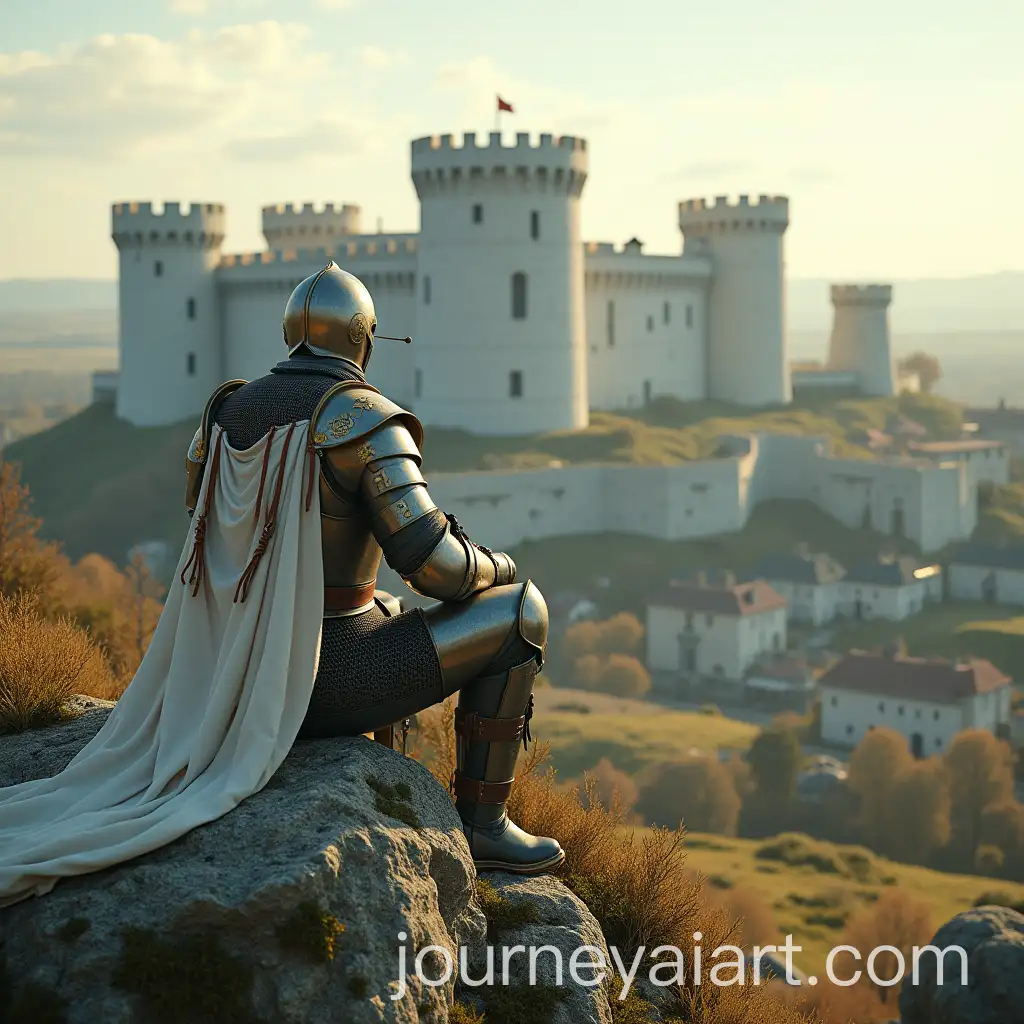 Knight-Resting-on-Mossy-Rock-with-Northern-Monastery-in-the-Background