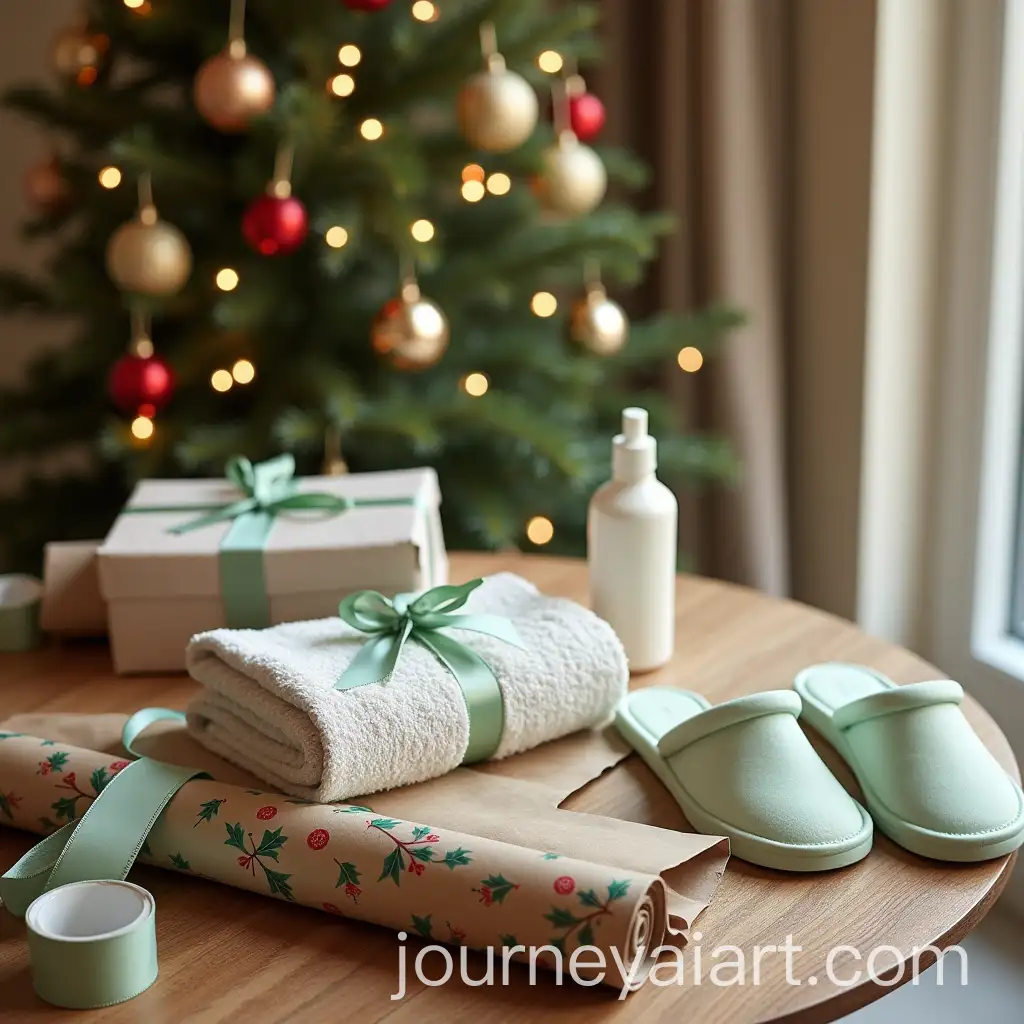 Spa-Day-Gift-Wrapping-with-Christmas-Decorations-and-Australian-Summer-View