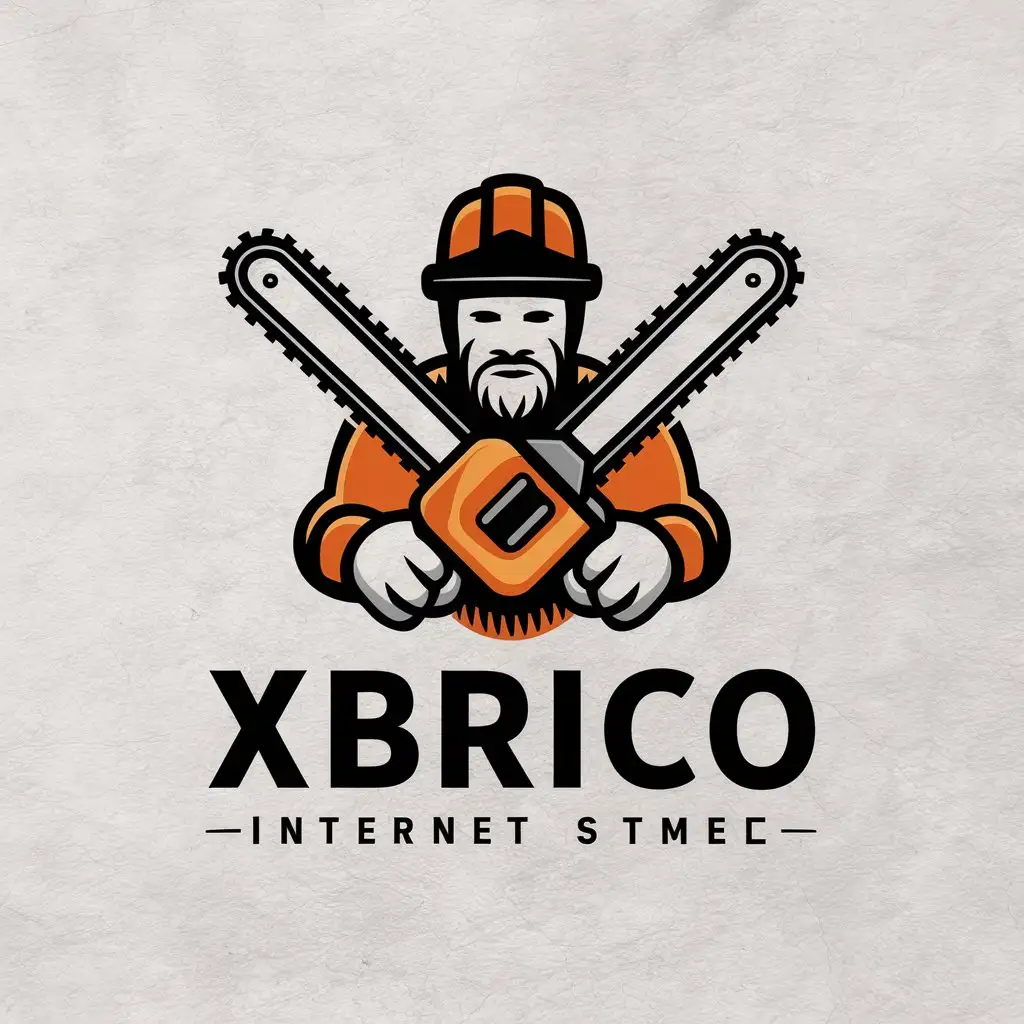 LOGO-Design-For-XBRICO-Lumberjack-with-Chainsaw-in-Modern-Vector-Style