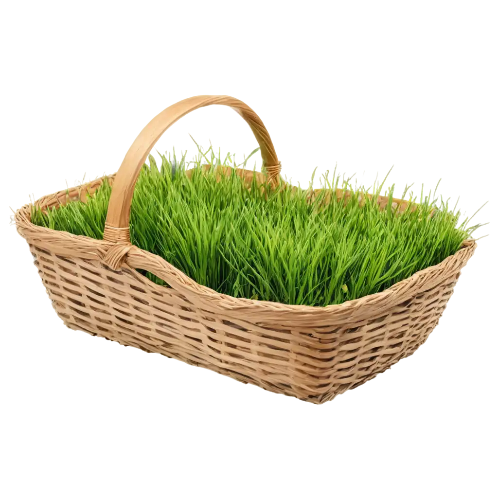 Wooden-Basket-with-Grass-HighQuality-PNG-Image-for-Versatile-Use