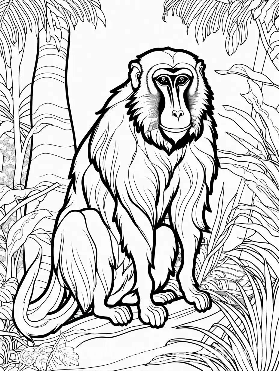 Mandrill-Coloring-Page-Jungle-Theme-for-Kids