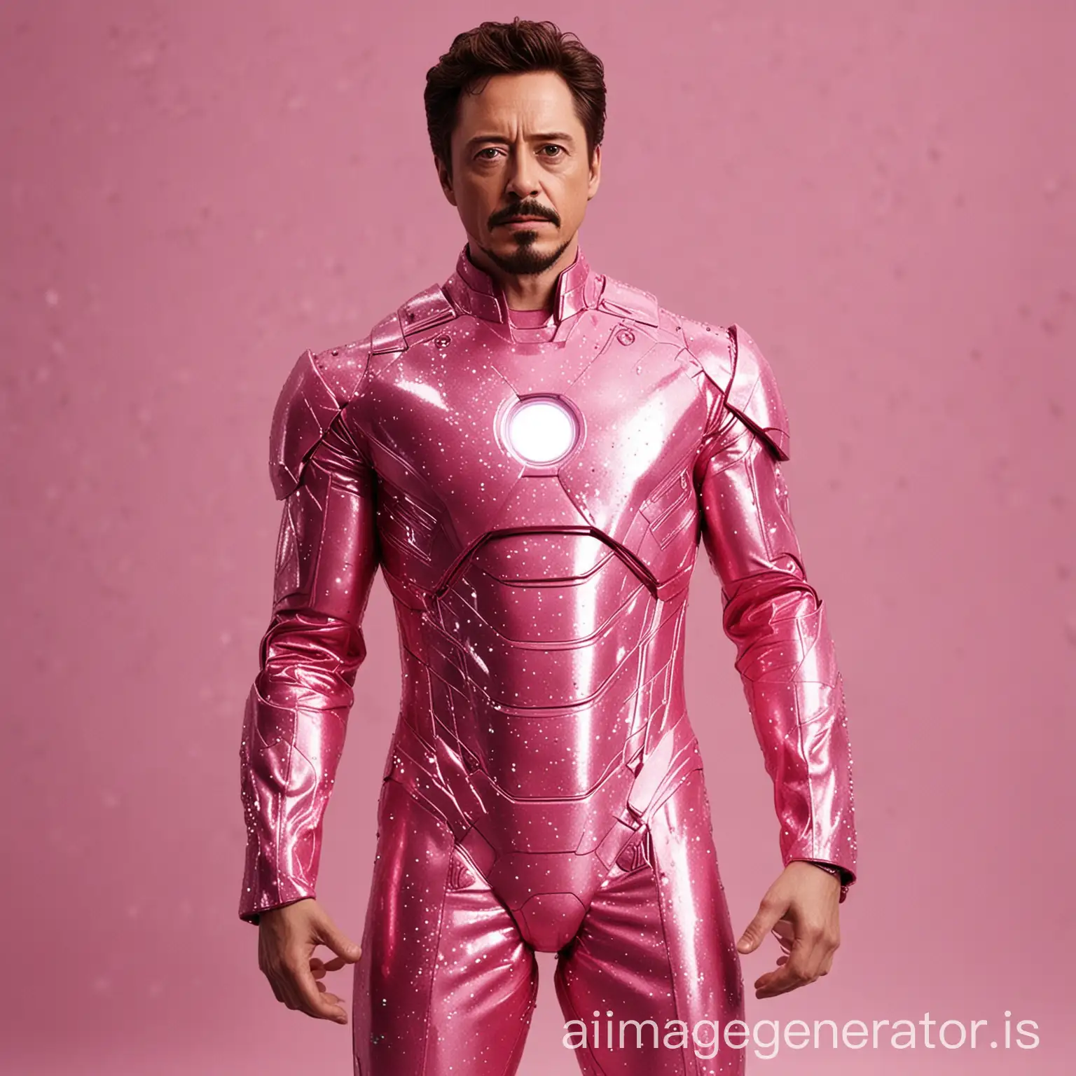 Tony-Stark-Iron-Man-in-Pink-Shiny-Suit-with-Sequins