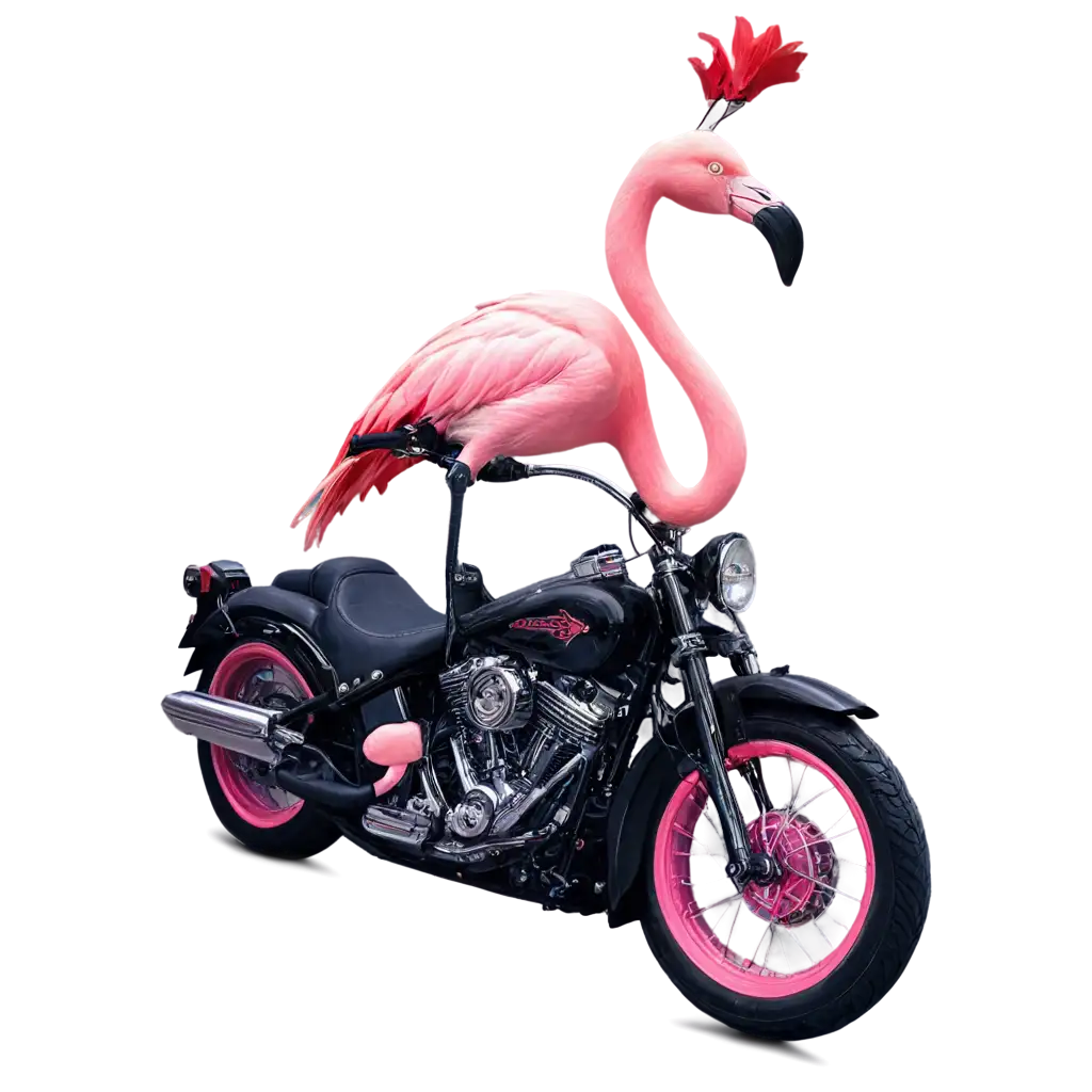 Flamingo-Riding-a-Harley-A-HighQuality-PNG-Image-for-Creative-Expression