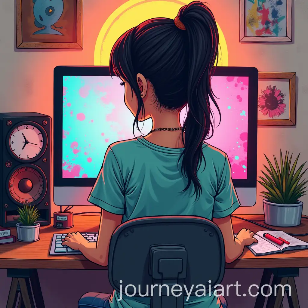AI-Art-Prompt-ExpansionGraffitiDesigned-Girl-with-Ready-Computer-in-Front-of-Her