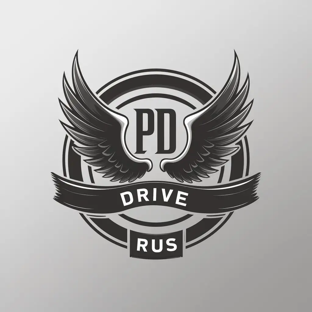 LOGO Design For PD Drive Rus Angel Wings Evil Theme in 4K Realism