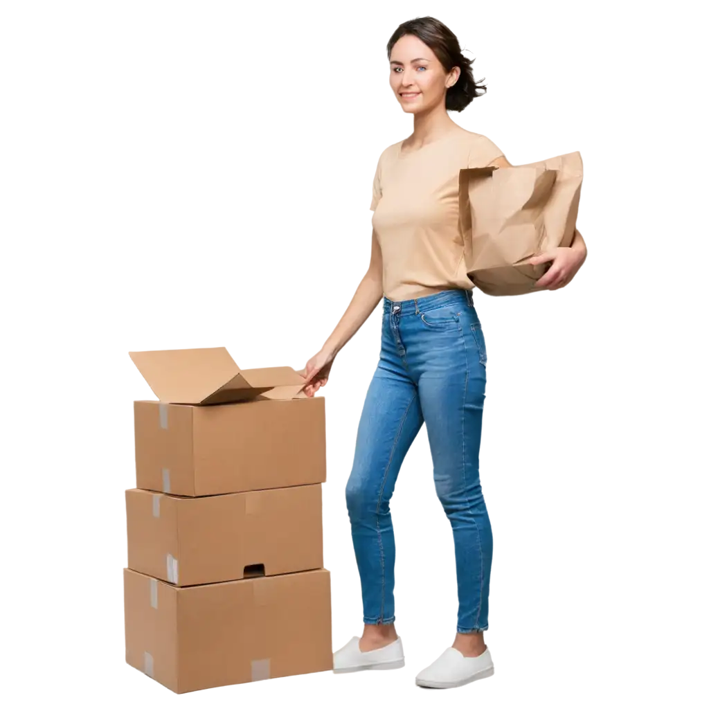 PNG-Image-of-a-Person-with-Boxes-of-Products-Bought-Online-HighQuality-Digital-Artwork-for-ECommerce-and-Delivery-Themes