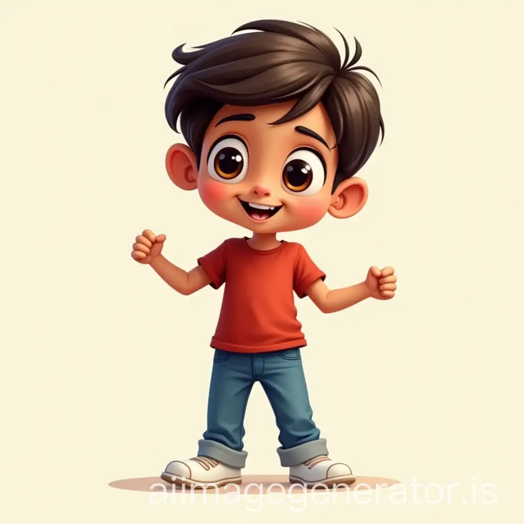 AI-Image-Prompt-ExpansionEnergetic-8YearOld-Egyptian-Boy-Smiling-in-Red-TShirt-and-Blue-Jeans