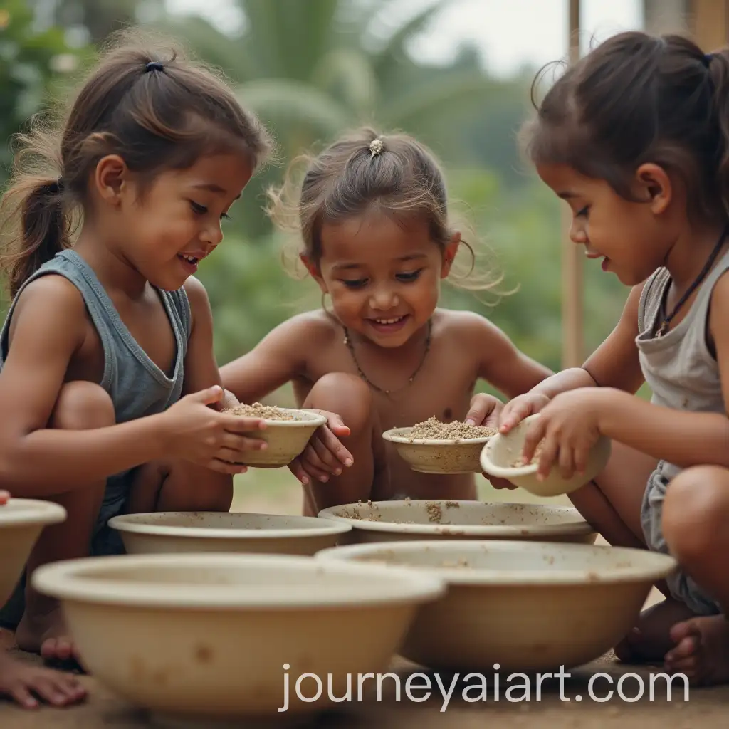 Children-Playing-with-Six-Bowls-Embracing-Carefreeness-and-Joy-of-the-Past