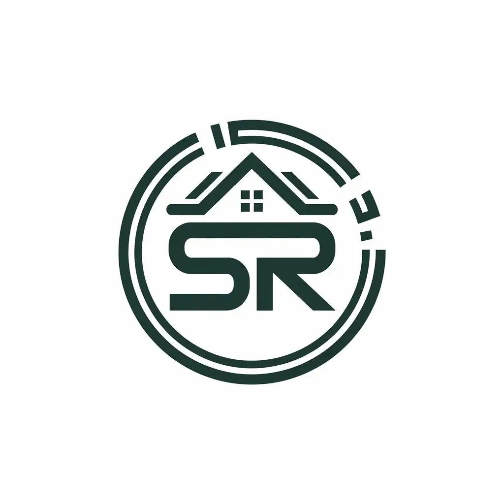 a vector logo design,with the text "SR", main symbol:house,Moderate,be used in furniture industry,clear background