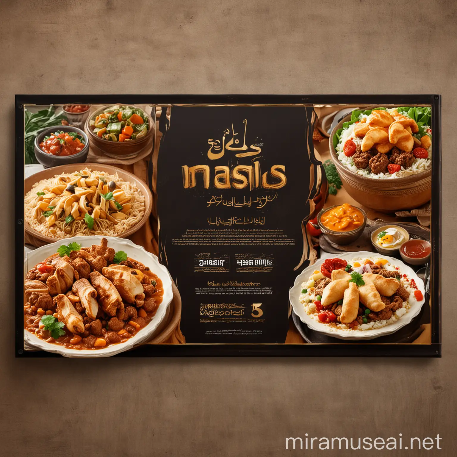 Middle Eastern Cuisine Banner Advertising with Delicious Dishes