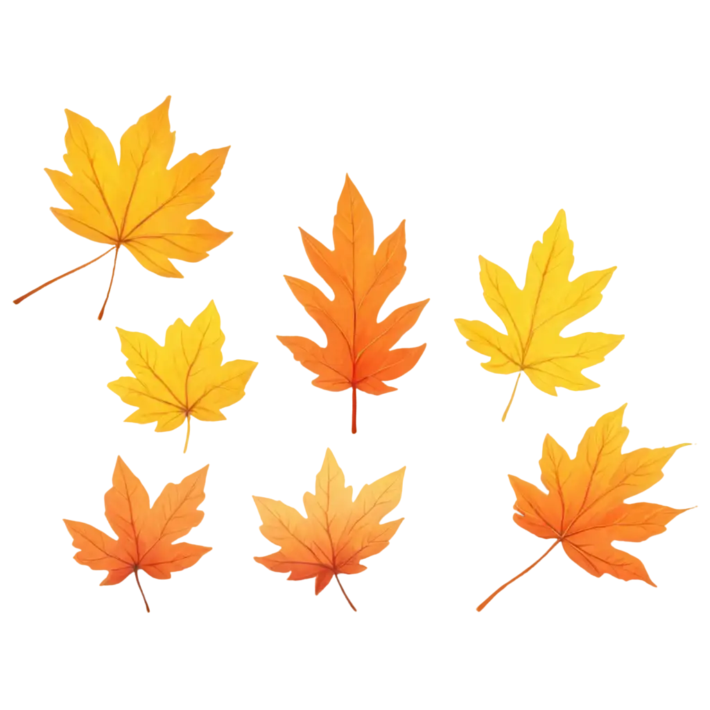 Colorful-Cartoon-Leaves-PNG-Image-with-Warm-Tones-and-Messy-Design
