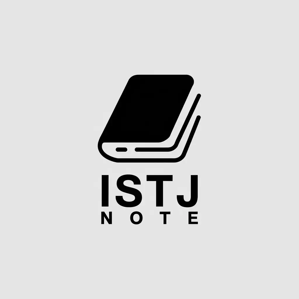 a vector logo design,with the text "ISTJ NOTE", main symbol:Notebook,Minimalistic,be used in Internet industry,clear background