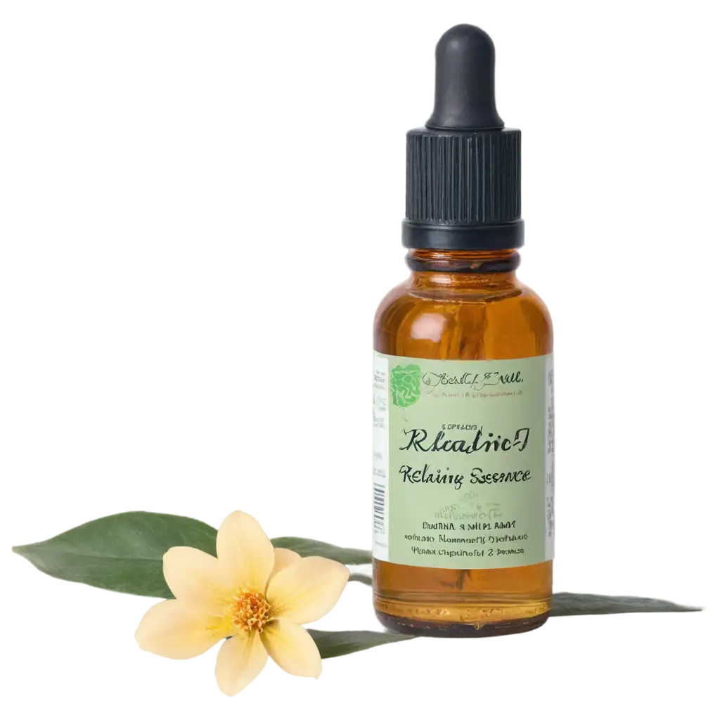 PNG-Image-of-Small-Bottle-of-Relaxing-Floral-Essence-with-Flower-Enhance-Your-Design-with-Clarity-and-Detail