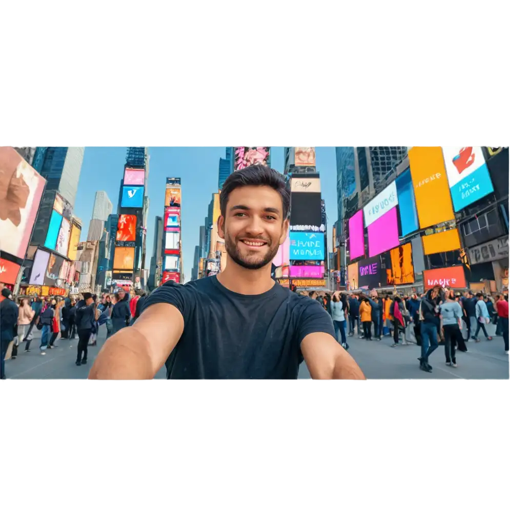 Background for selfie at time square during day