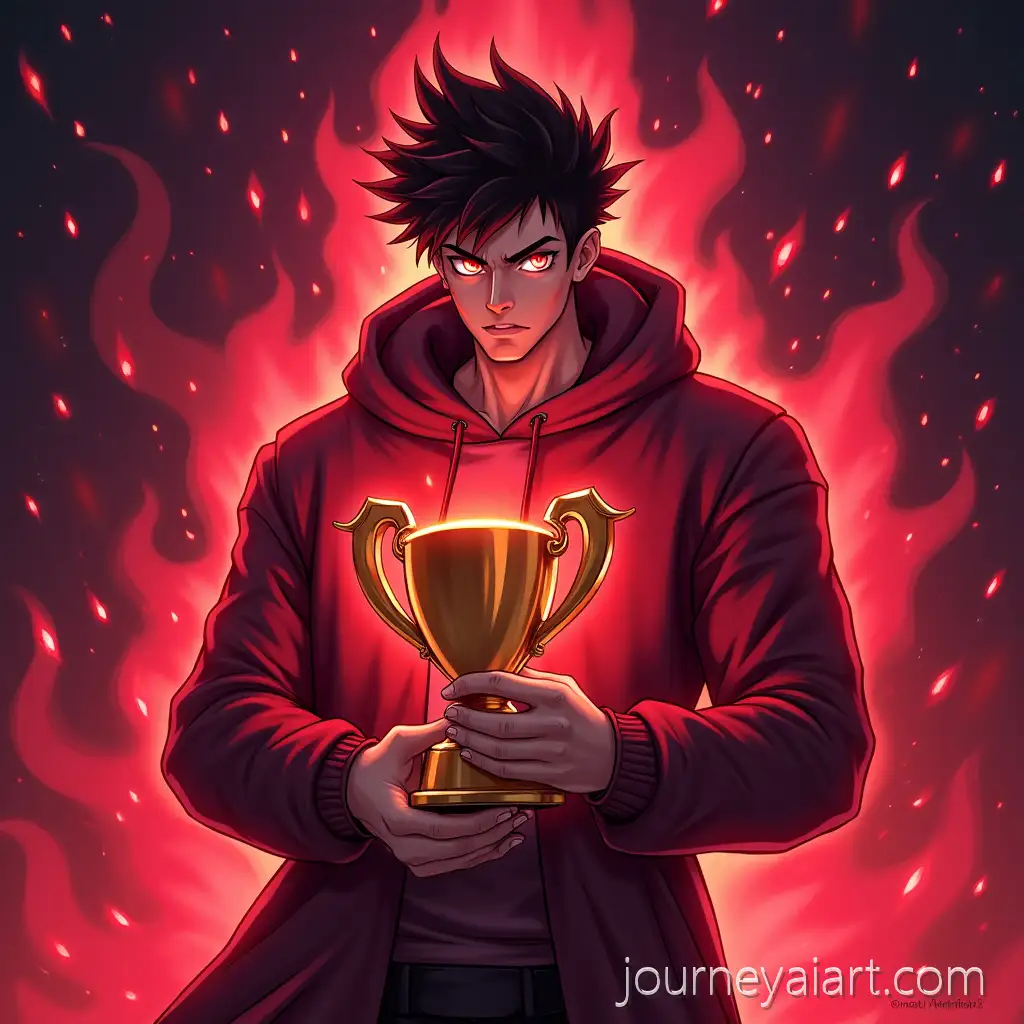 EnerEnergetic-anime-championgetic-Anime-Champion-with-Trophy-Surrounded-by-Blood-and-Glowing-Flames