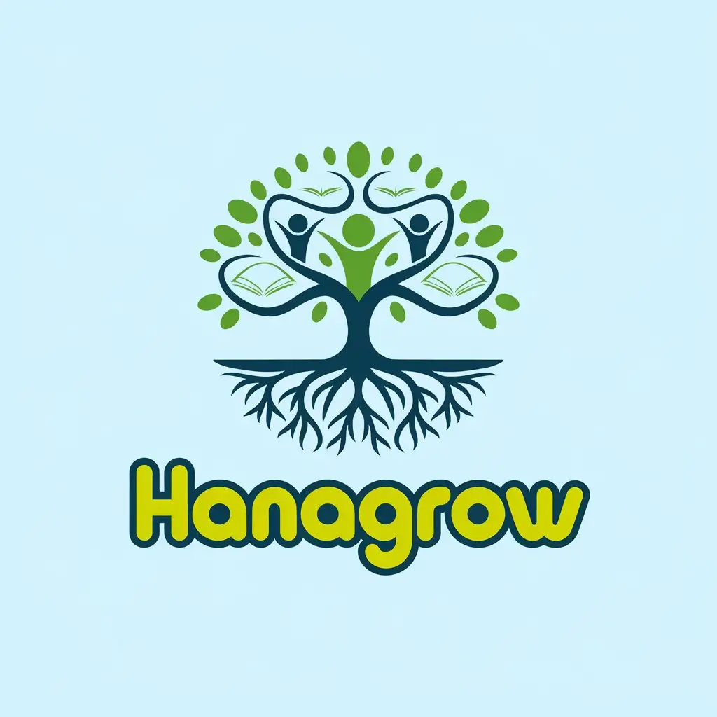 LOGO Design for Hanagrow NatureInspired Symbol with Educational Family Elements