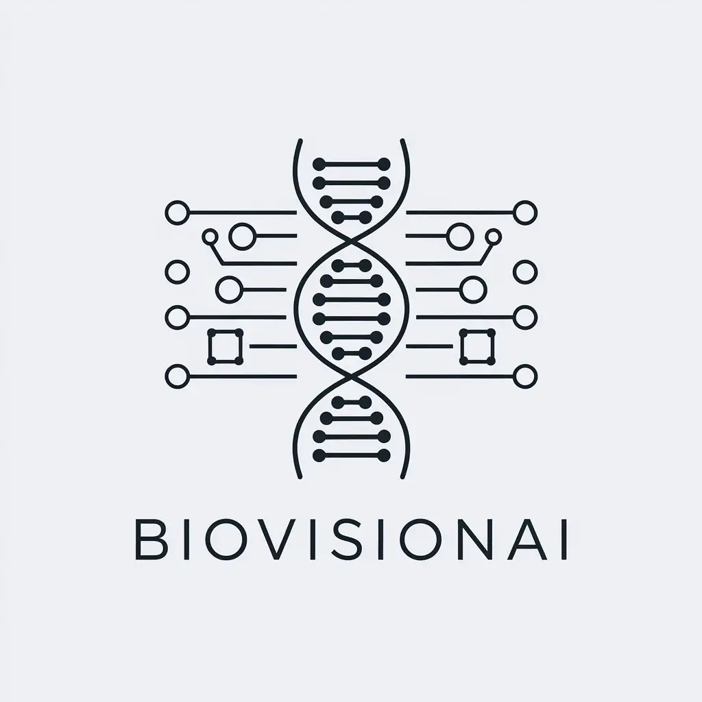 LOGO Design for BioVisionAI Minimalistic DNA Scanner and Circuits with Clear Background