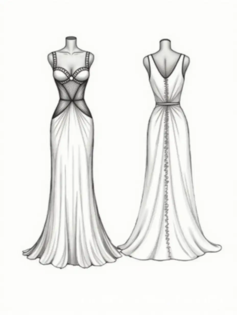 Fashion-Sketch-of-Dress-with-Front-and-Back-Views
