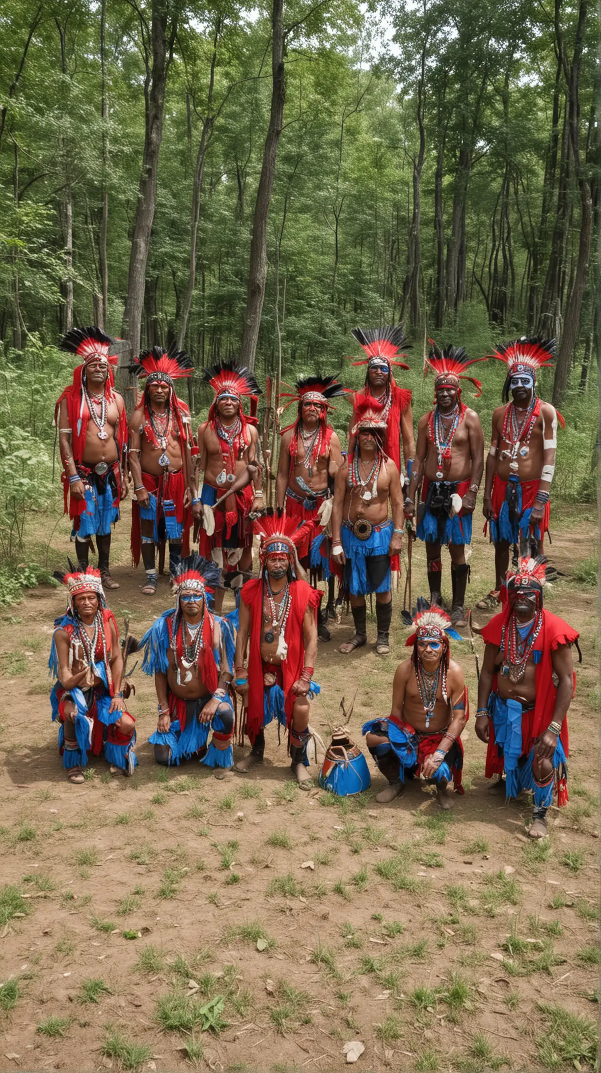 Blue and Red Tribes Confrontation in Ancient Forest