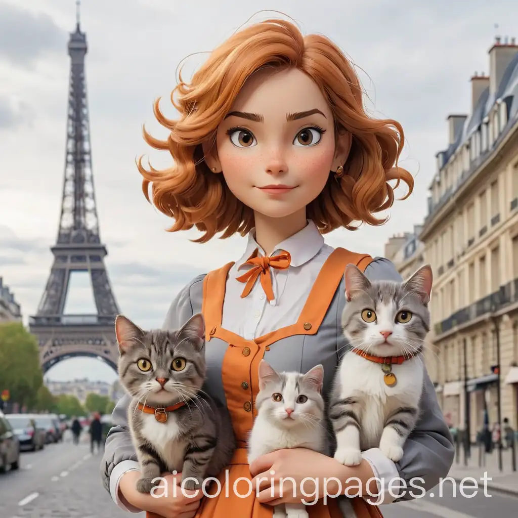 French-Teacher-with-Two-Cats-in-Paris-Colorful-Portrait