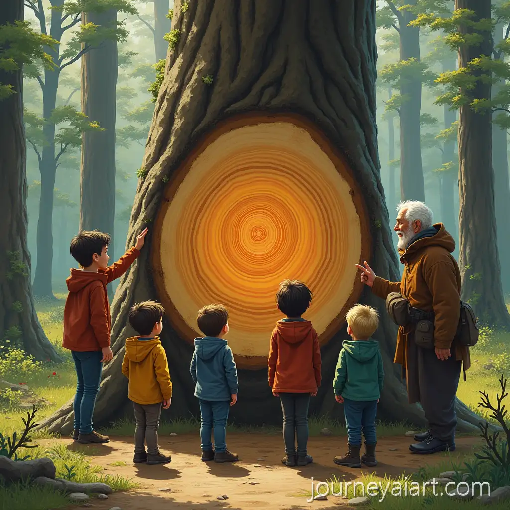 Forest-Tree-Ring-ObservationPeople-of-All-Ages-Observing-Tree-Rings-in-a-Forest