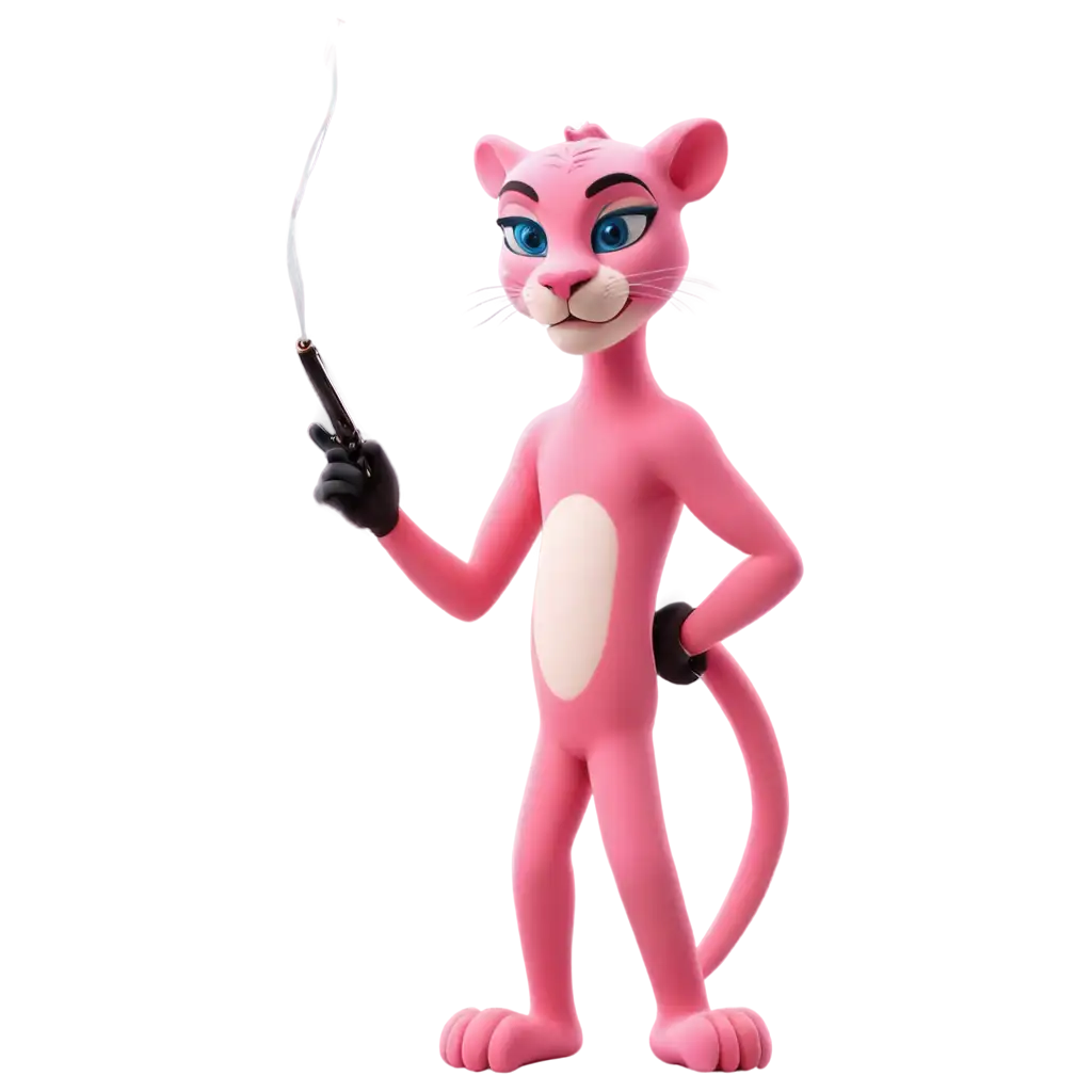 Pink-Panther-Cartoon-Tasting-Vapor-Smoke-PNG-Image