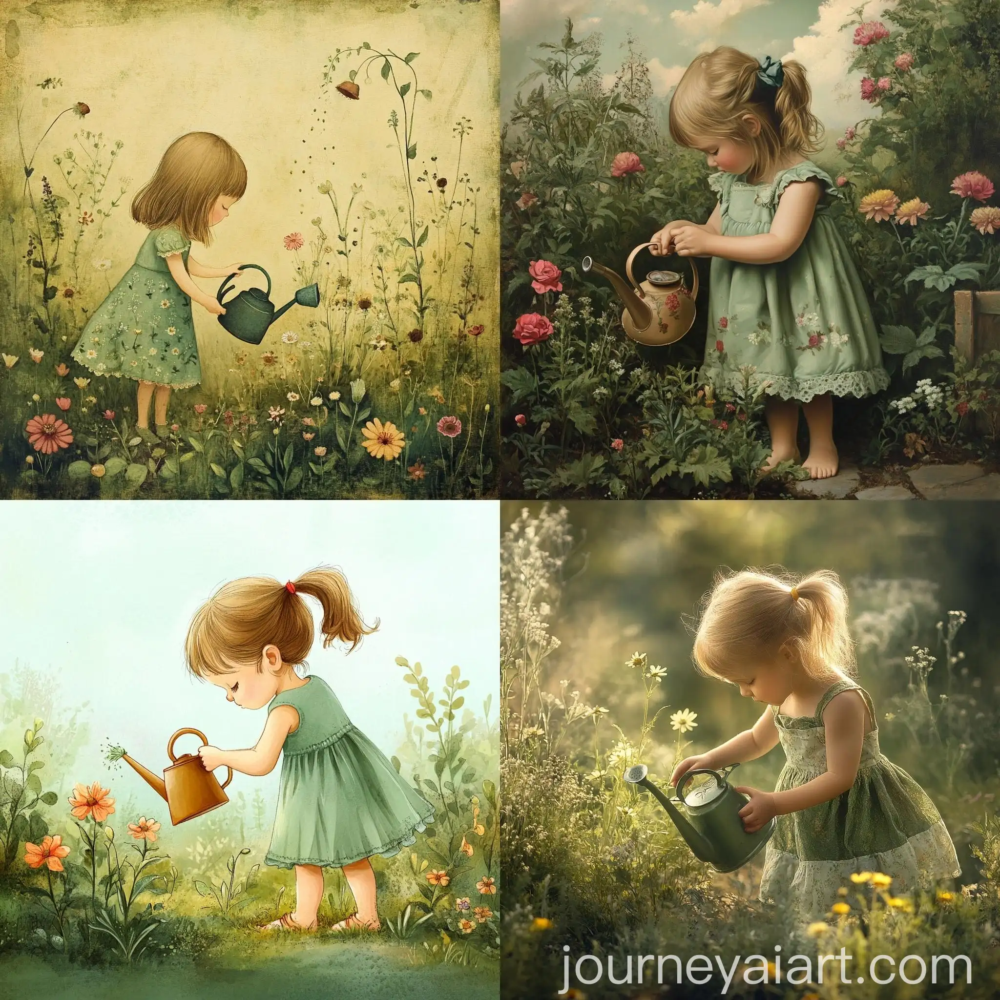 Young-Girl-Watering-a-Garden-Flower