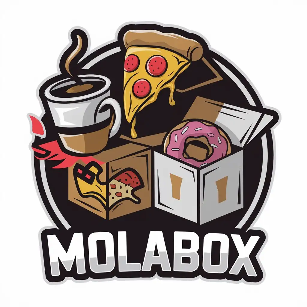 LOGO Design for Molabox 3D Coffee Pizza and Sweets in a Box for Restaurant Industry