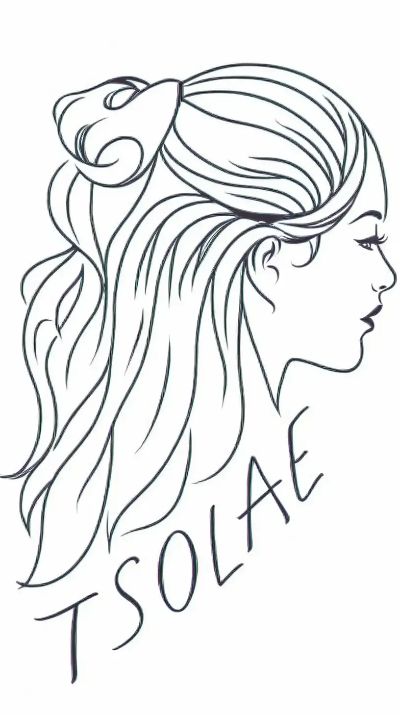 Elegant Woman Profile with Long Wavy Hair and Pastel Gradient