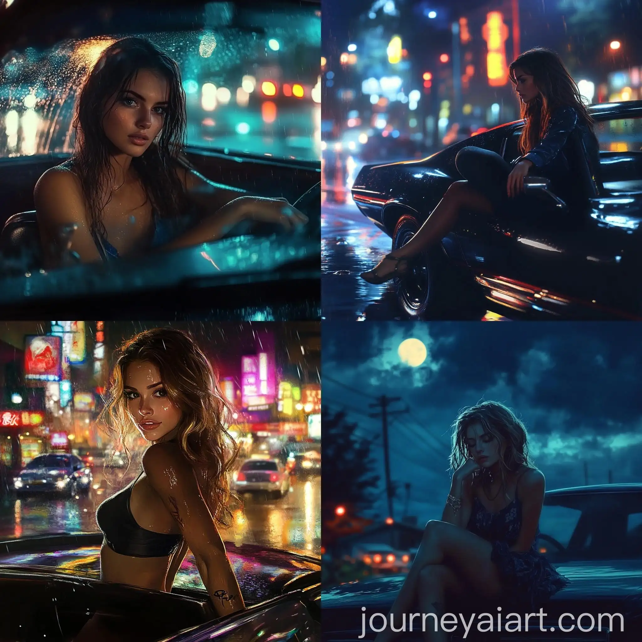 Night-Scene-with-Beautiful-Girl-on-Car