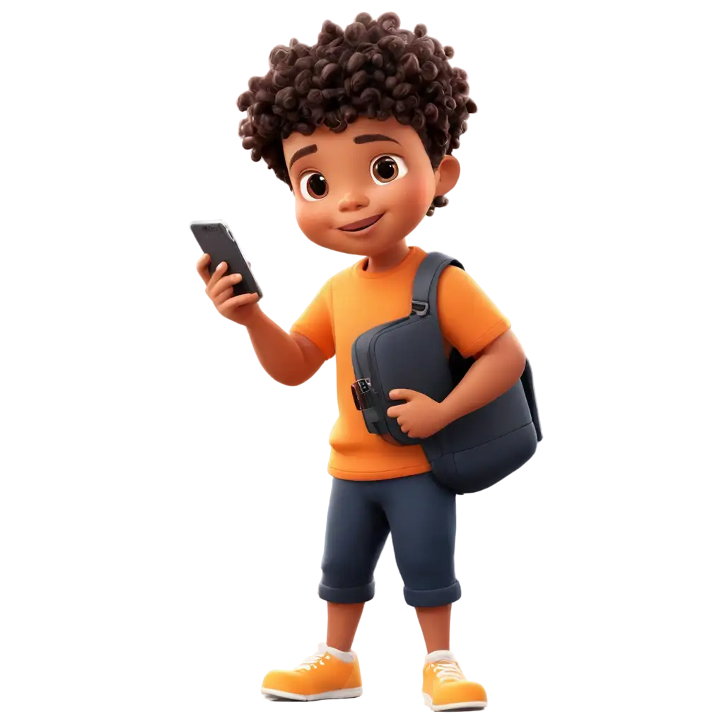 Kid-Cartoon-Smartphone-PNG-Creative-Image-Prompt