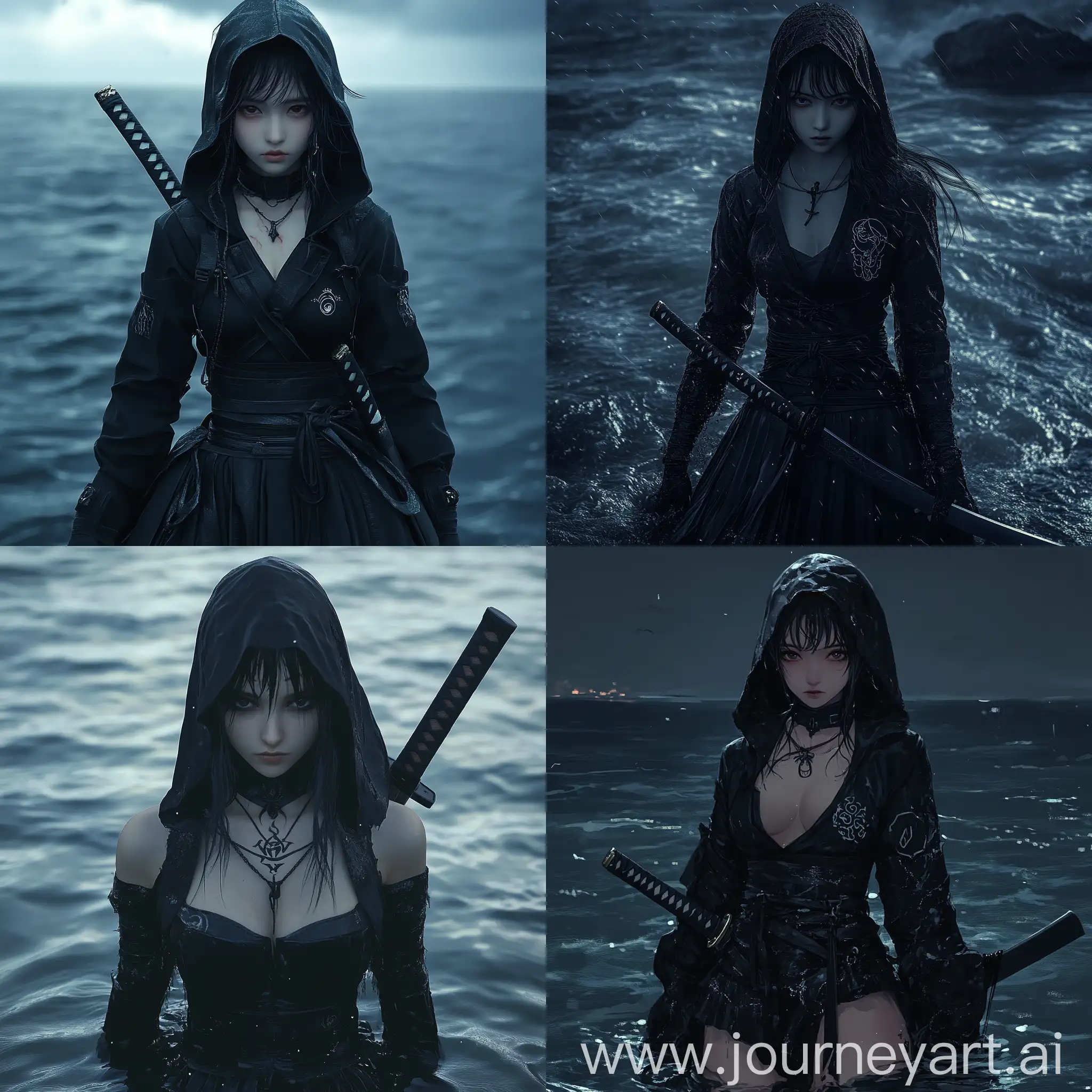 Mysterious-Woman-with-Dark-Katana-in-the-Sea