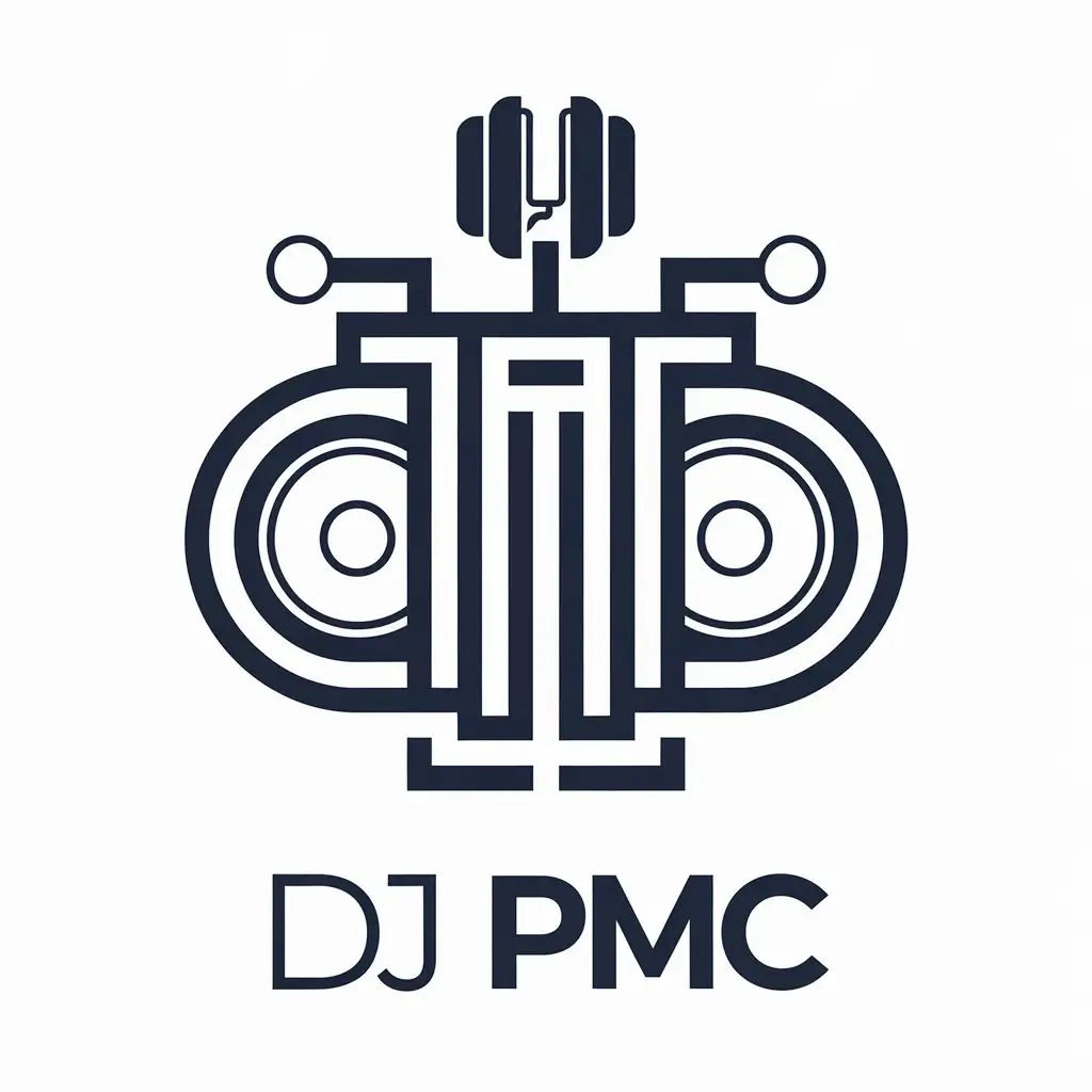 LOGO Design for DJ PMC Vector with Music Producer Symbol Dark Background for Entertainment Industry