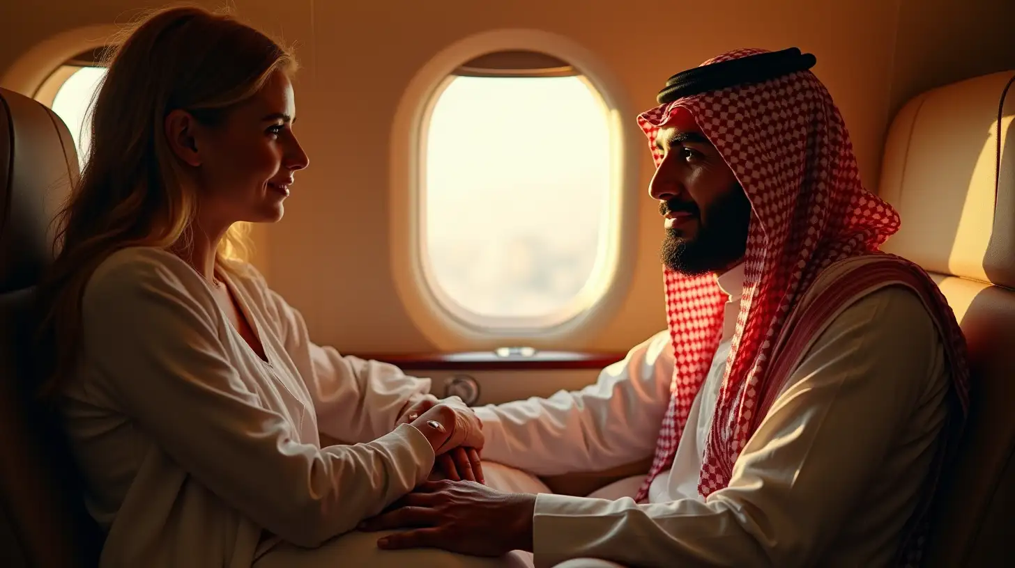 Mohammed bin Salman Sitting in Window Seat of Private Jet with Russian Girl