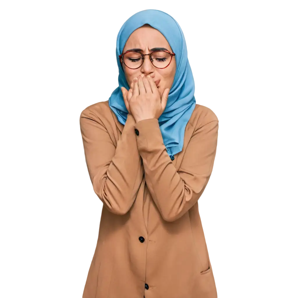 Emotional-Portrait-of-a-Woman-in-Hijab-with-Glasses-Crying-PNG-Format