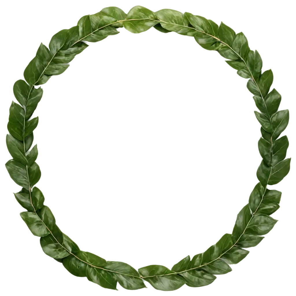 Green-Leaf-Round-Frame-PNG-Elegant-NatureInspired-Border-for-Graphic-Designs